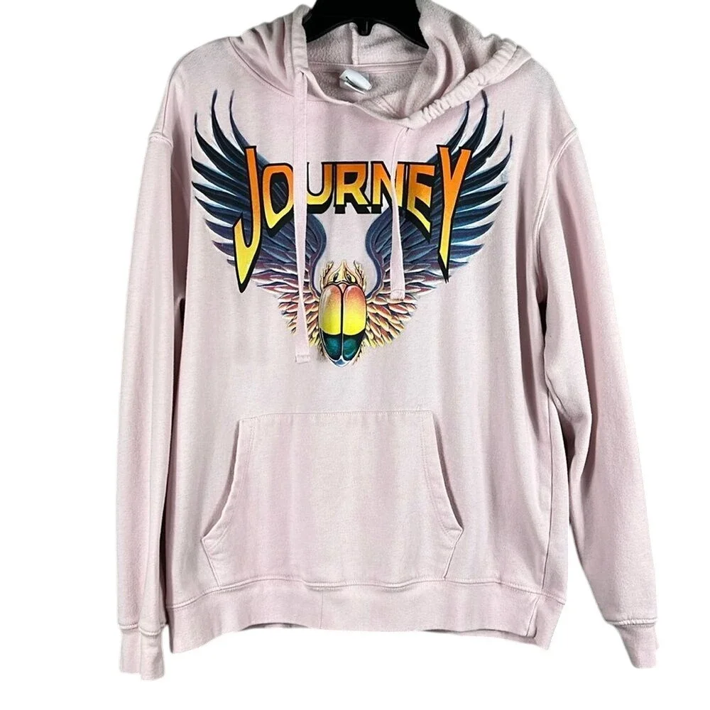 Nomota LLC Journey Classic Scarab Band Hoodie Pullover Womens Size XL Pink Soft‎